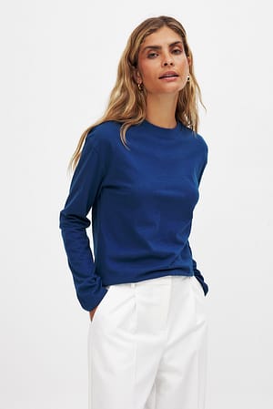 Navy Oversized Long Sleeved Top