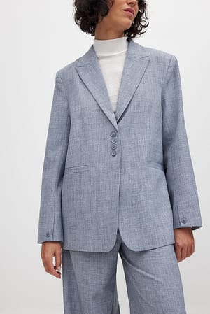 Dusty Blue Oversized Melange Blazer