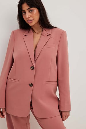 Old Rose Oversized Mélange Notched Lapel Blazer