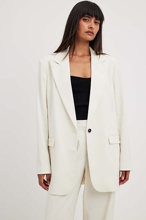 White Oversized Sharp Lapel Blazer