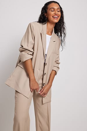 Beige Oversized Tailored Blazer