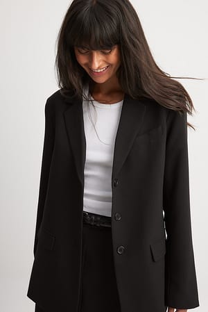 Black Oversized Three Button Blazer