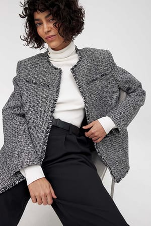 Black/White Oversized Tweed Jacket