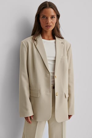 Sand Oversized Twill Blazer