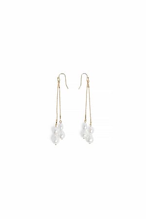 White Pearl Dangle Earrings