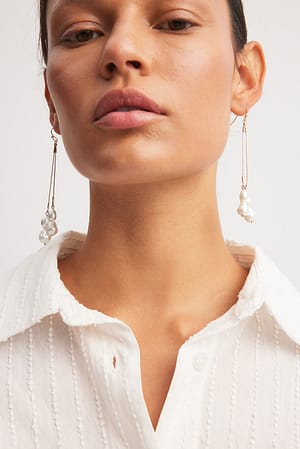 White Pearl Dangle Earrings