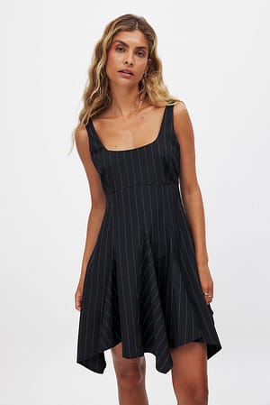 Pinstripe Pinstripe Hankerchief Mini Dress