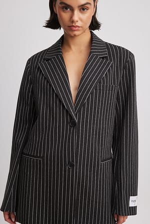 Pinstripe Pinstriped Oversized Blazer