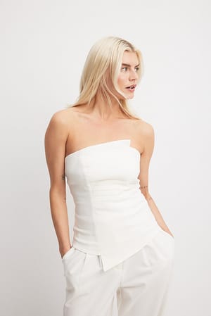 White Pleat Detail Corset Top