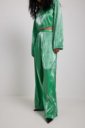 Dark Green Pleated Detail Trousers