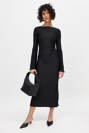 Black Pleated Midi Dress