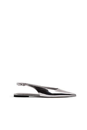 Silver Pointy Slingback Flats