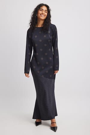 Dot Print Polka Dot Satin Midi Dress