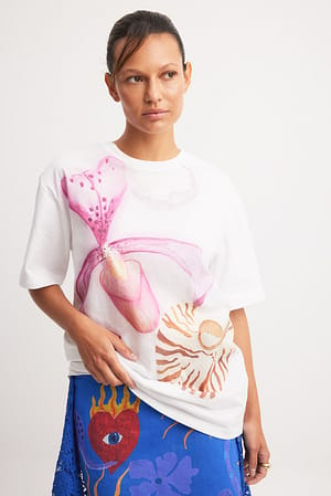 Orchid Print Printed Boxy Tee