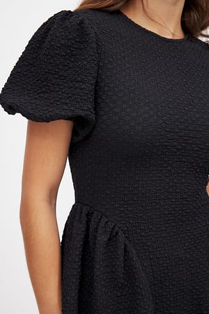 Black Puff Sleeve Top