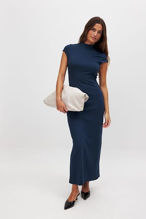 Navy Punto Midi Dress