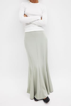 Greige Raw Edge Maxi Skirt