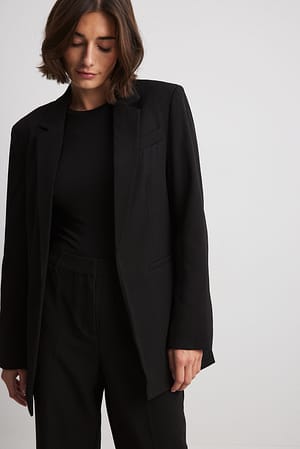 Black Regular Open Blazer