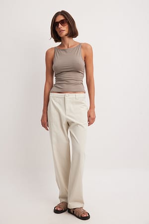 Sand Relaxed Cargo Pocket Cotton Pants