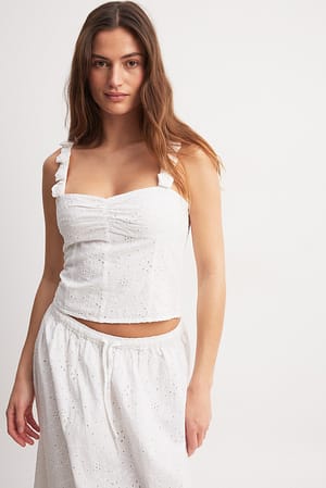 White Rose Detail Anglais Corset Top