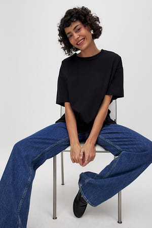 Black Round Neck Oversized Heavy Tee