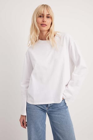 White Round Neck Wide Sleeve Top