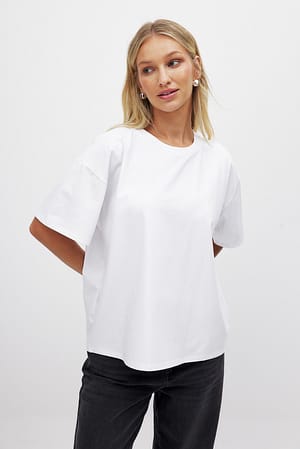 White Round Neck Oversized Heavy Tee