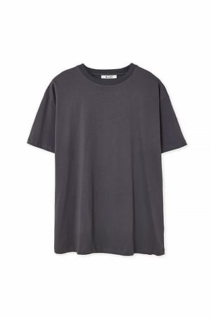 Off Black Round Neck Oversized Tee