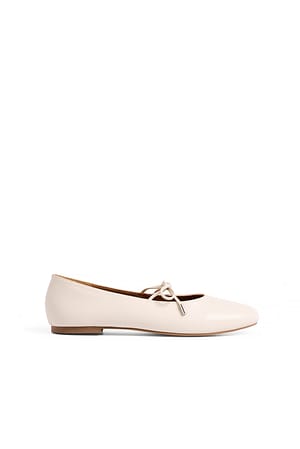 Cream Rounded Toe Strap Ballerinas