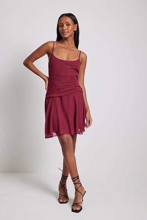 Sangria Ruched Waist Detail Mini Dress