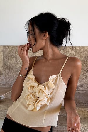 Butter Ruffled Semi Sheer Crepe Singlet