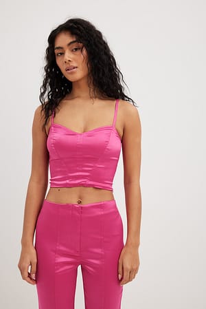 Pink Satin Corset Top