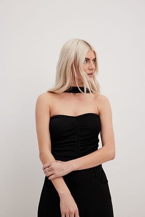 Black Scarf Detail Tube Top