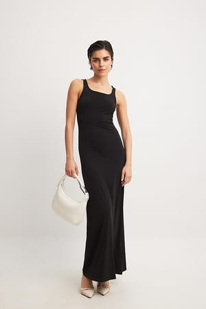 Black Scooped Neck Maxi Tank Dress