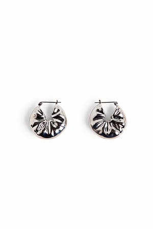 Silver Scrunched Earrings