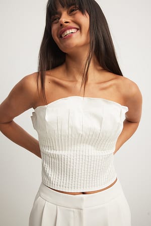 White Sculptural Pleated Top