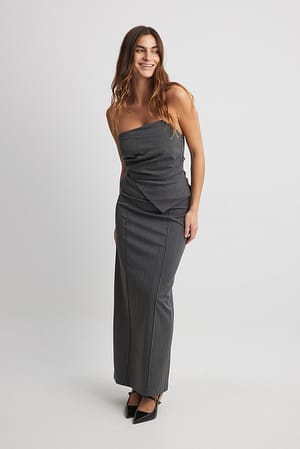 Grey Seam Detail Straight Maxi Skirt