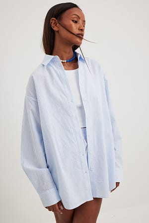 Blue Stripe Seersucker Long Sleeve Shirt