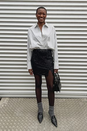 Black Sequin Mini Skirt