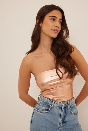 Rose Gold Shiny Bandeau Top