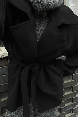 Black Short Belted Coat