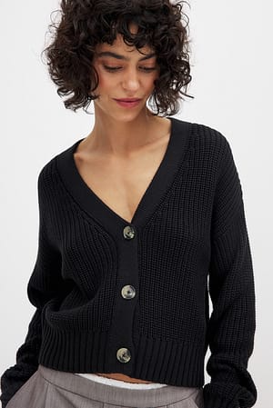 Black Short Knitted Cardigan