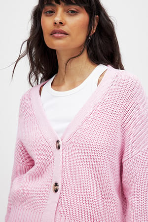 Light Pink Short Knitted Cardigan