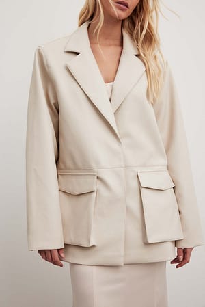 Light Beige Short Pu Jacket