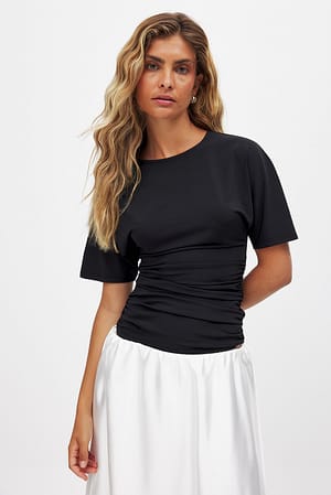 Black Short Sleeve Jersey Top