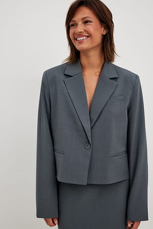 Mid Grey Short Oversized Blazer