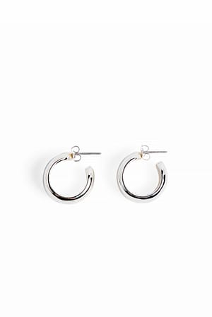 Silver Silver Plated Small Plain Wide Hoops