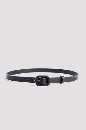 Black Slim Covered Buckle Belt