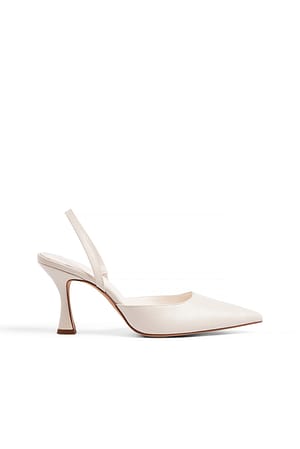 Offwhite Slim Hourglass Slingback Pumps