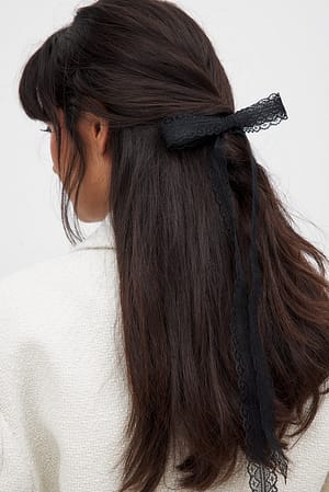 Black Small Lace Hair Bow